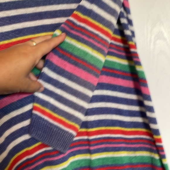 Women’s Talbots M 100% linen sweater Purple/pink horizontal striped 3/4 sleeves - Picture 8 of 8